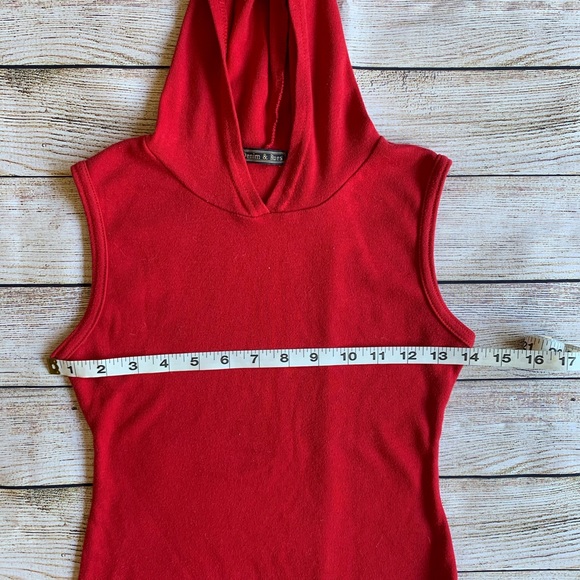 Denim & Blues | Girls Red Sleeveless Hoodie - Picture 8 of 11